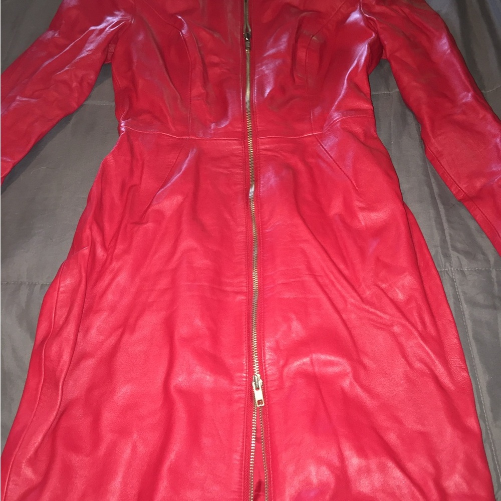 North Beach Red Leather Michael Hoban Dress